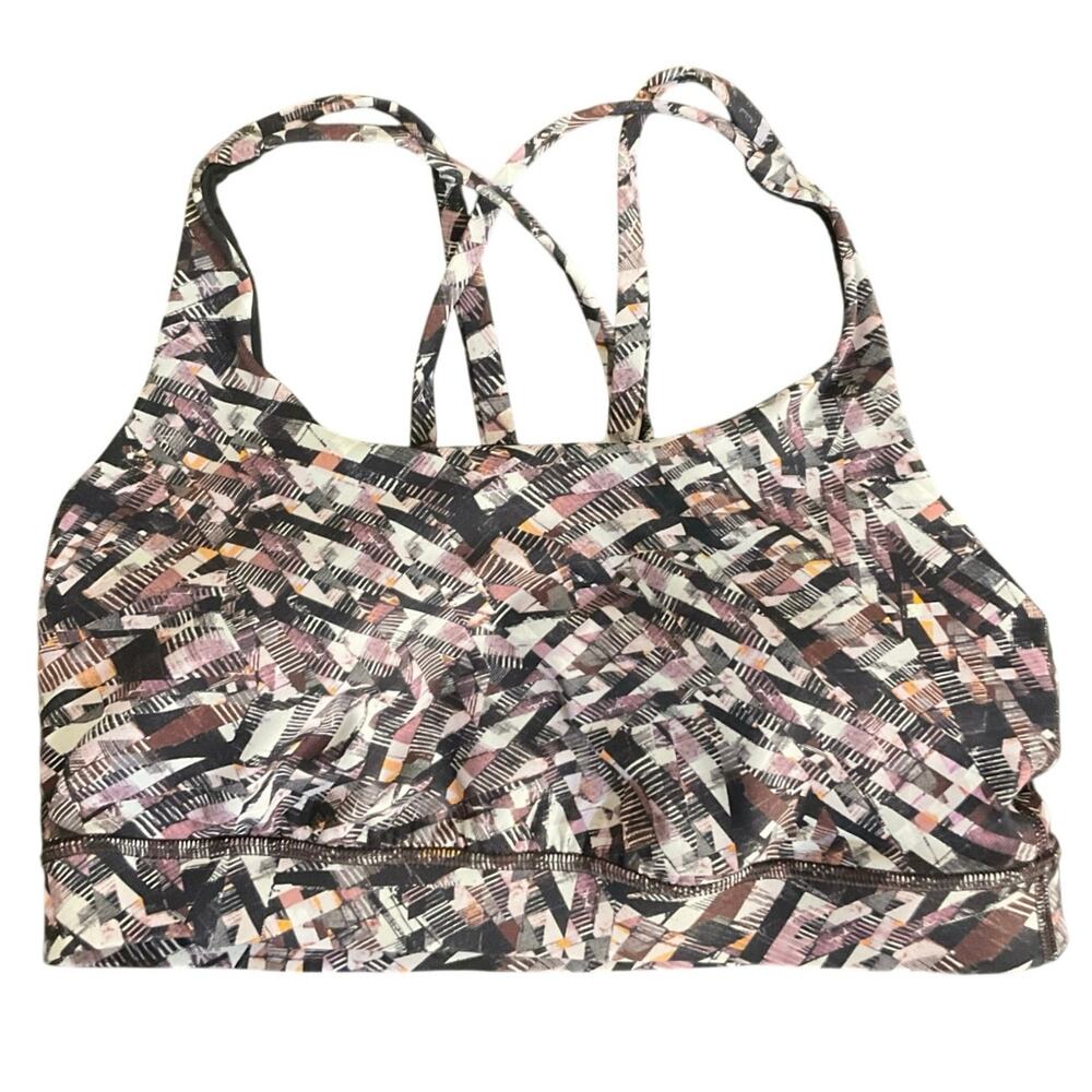 Lululemon Free To Be Wild Sports Bra Size 8 Strappy Back Multicolor Print